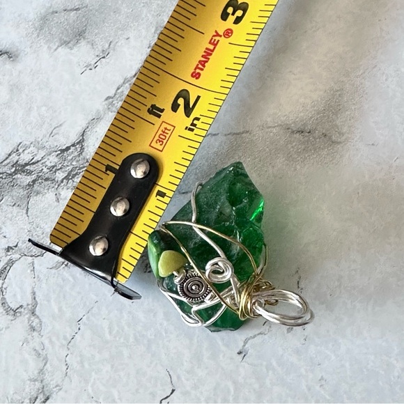 Artisan Wire-Wrapped Beach Glass Beaded Pendant Necklace - Picture 5 of 8